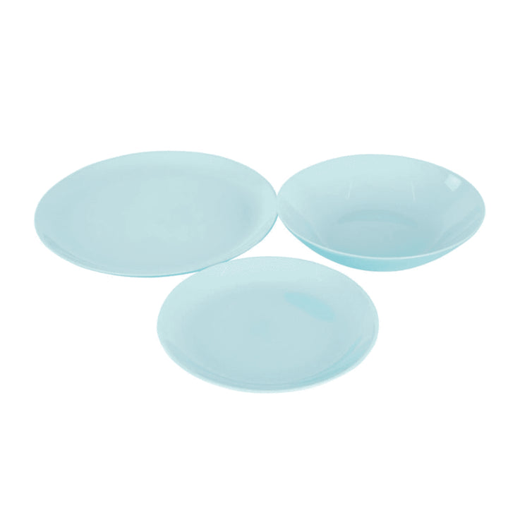 19 PCS Dining Set Plate Salad Bowl Service voor 6 Personen Tempered Glass Turquoise