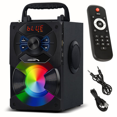 Audiocore AC730 Portable Bluetooth Speaker/Radio/SD/MMC/Aux-in/USB/Iluminación/Control remoto/Antena telescópica/Conexión de micrófono