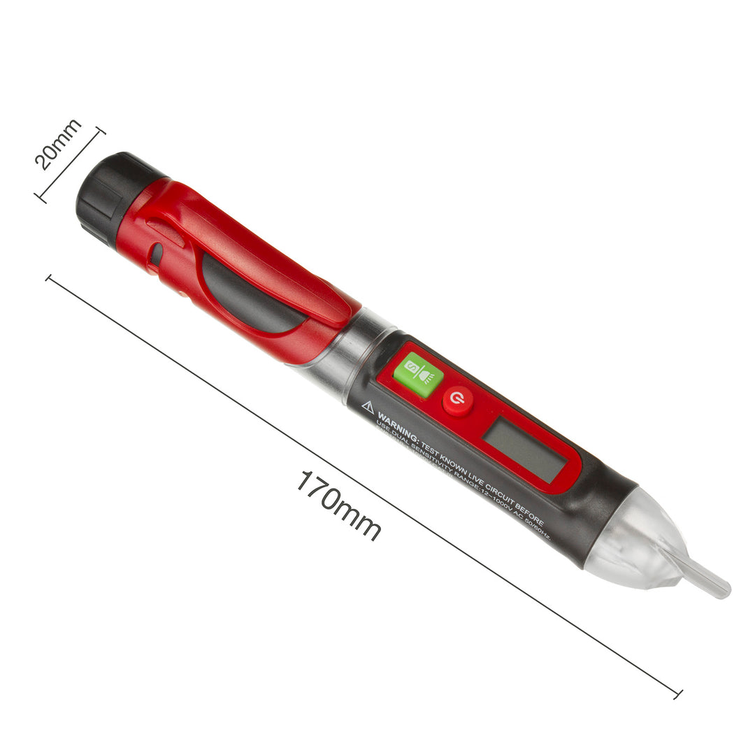 Contactloze Maclean spanningsdetector / detector - display met achtergrondverlichting - ingebouwde zaklamp / 12-1000V