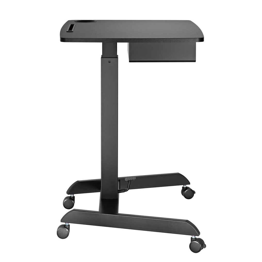 Scrivania per laptop regolabile in altezza con rotelle e scrivania sit-stand con un cassetto Altezza regolabile fino a max. 113cm max. 8kg (Nero)