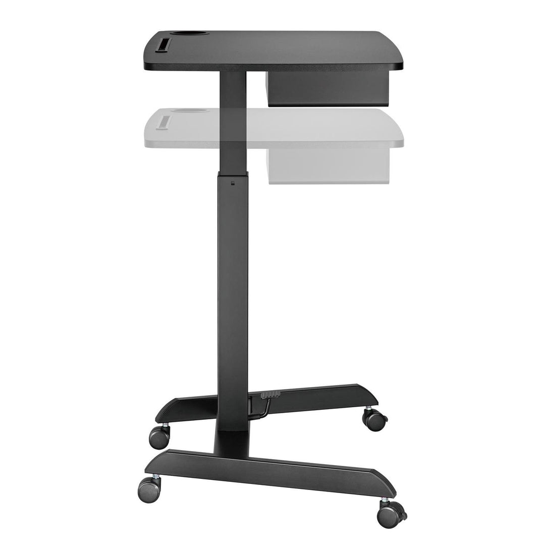 Scrivania per laptop regolabile in altezza con rotelle e scrivania sit-stand con un cassetto Altezza regolabile fino a max. 113cm max. 8kg (Nero)