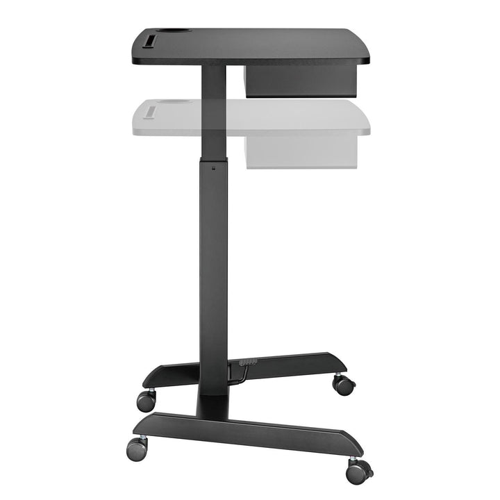 Escritorio de portátil ajustable Maclean MC-903B de altura con ruedas y un cajón de mesa de mesa ajustable de altura ajustable hasta máximo. 113cm máx. 8kg (negro)