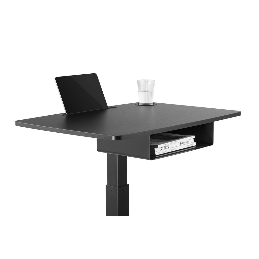 Escritorio de portátil ajustable Maclean MC-903B de altura con ruedas y un cajón de mesa de mesa ajustable de altura ajustable hasta máximo. 113cm máx. 8kg (negro)