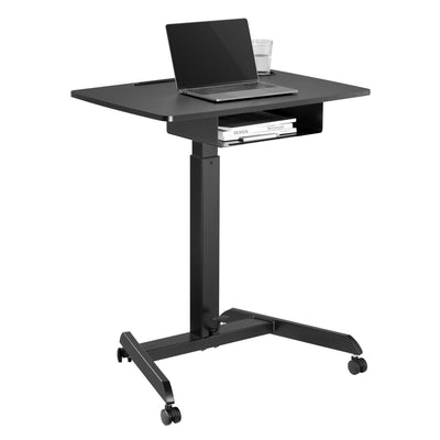 Escritorio de portátil ajustable Maclean MC-903B de altura con ruedas y un cajón de mesa de mesa ajustable de altura ajustable hasta máximo. 113cm máx. 8kg (negro)