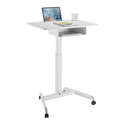 Höhenverstellbarer Laptop-Schreibtisch mit Rollen und Sitz-Steh-Schreibtisch mit einer Schublade. Höhenverstellbar bis max. 113 cm max. 8kg (Weiß)