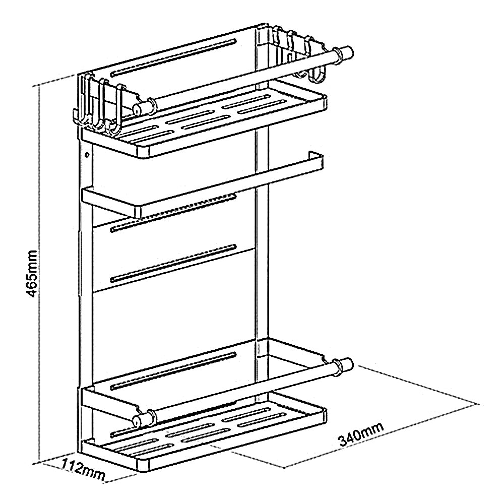 Maclean MC-910 Magnetic Shelf voor Koelkast Wasmachine, Zwart, 12kg max.,