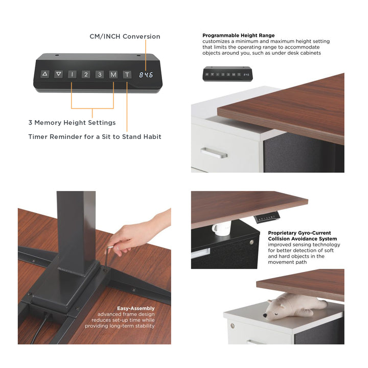 Bureau électrique d'angle Ergo Office sans plateau, pour la position debout et assise, max. 125kg hauteur max. 1280mm, ER-432