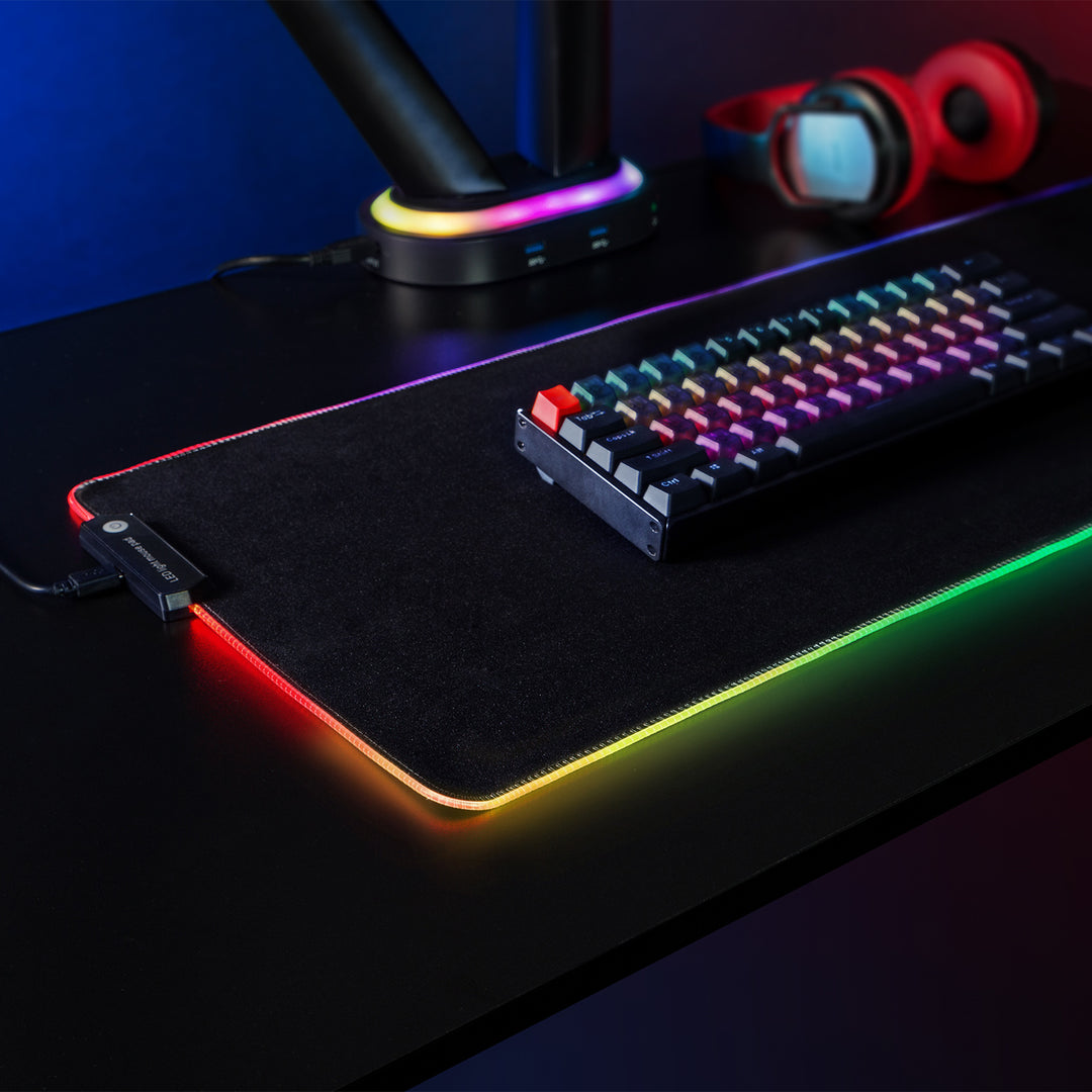 MACLEAN  - XXL Gaming muis &amp; toetsenbord onderlegger 80x30cm met LED RGB verlichting en anti-slip rubberen onderkant