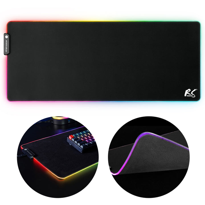 Tapis de souris et de clavier de jeu XXL 80x30cm avec éclairage LED RGB et dessous de bureau en caoutchouc antidérapant (800x300x4mm)