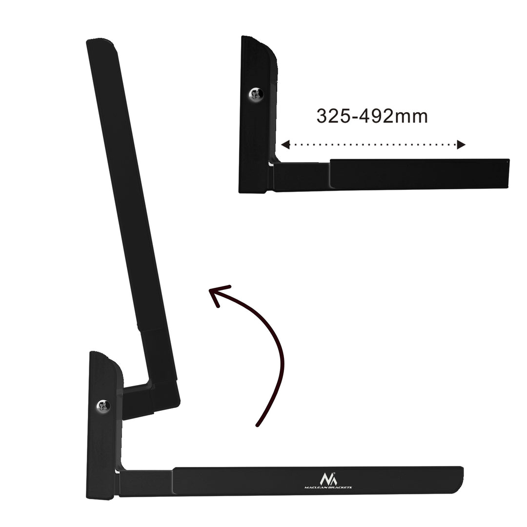 Maclean - Universele Magnetron Houder voor Magnetron met Telescopische Armen / Muurbevestiging tot 30kg (Zwart)