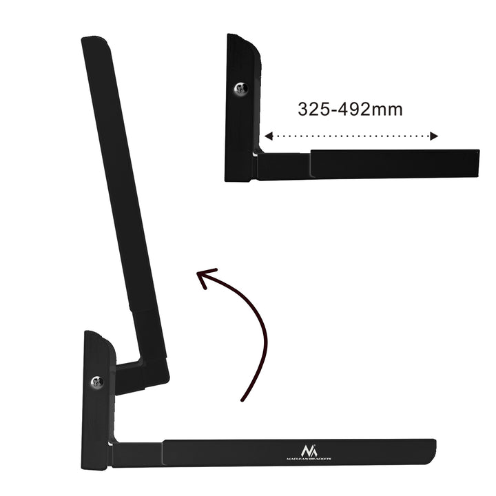 Maclean MC-915 B Universal Microwave Bracket Holder Wall Mount Adjustable Solid Metal Kitchen 30kg Black