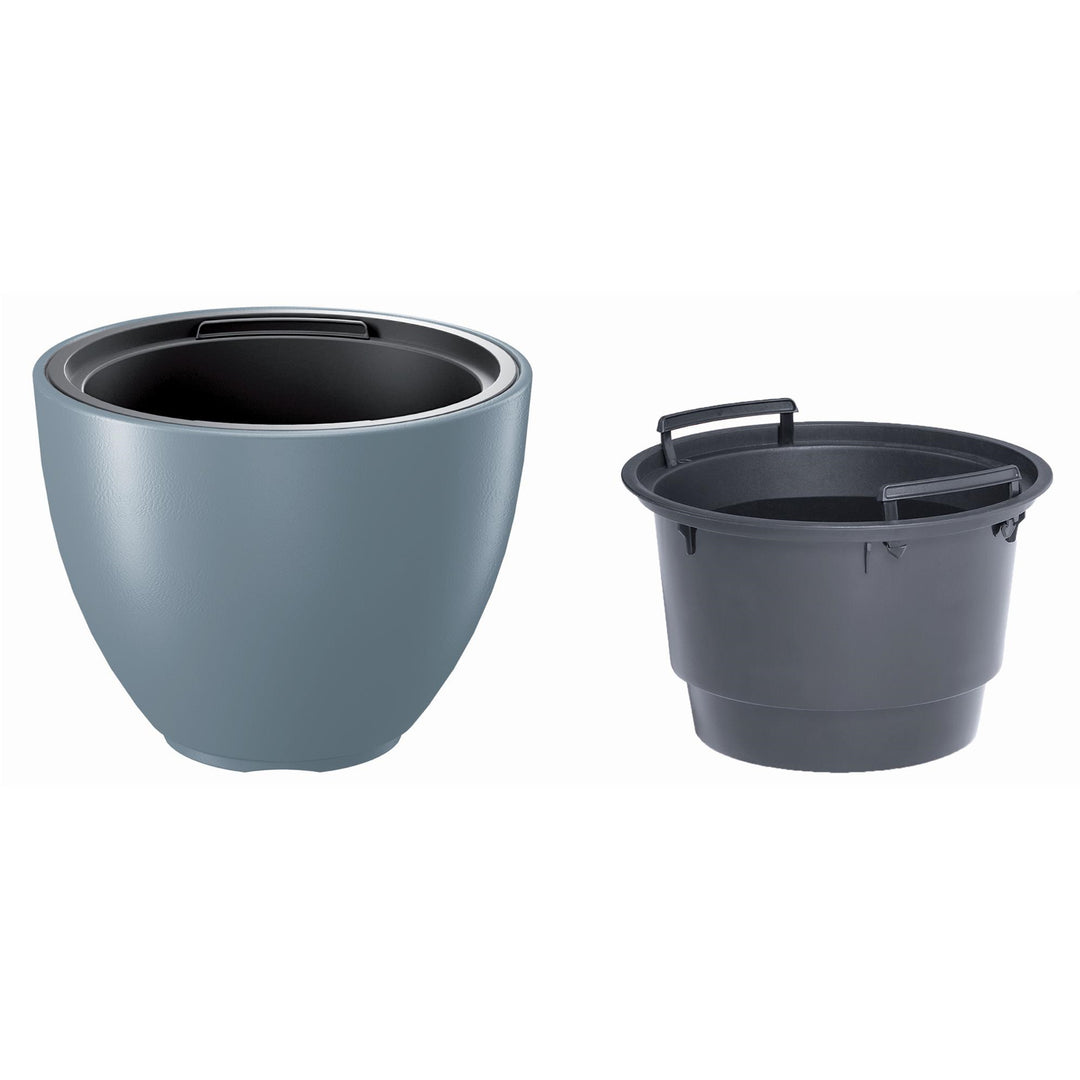 Pot de fleur avec insert Prosperplast Heos, couleur grise DBHEM400-443U