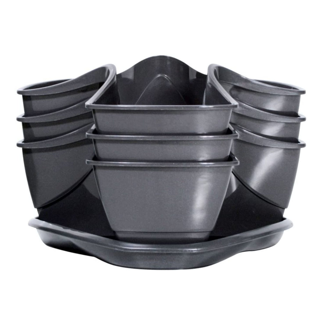 Prosperplast DKN3003-426U Olla De Flores Triple Cascada Hierbas 2 Macetas Herbales Platillo 9L