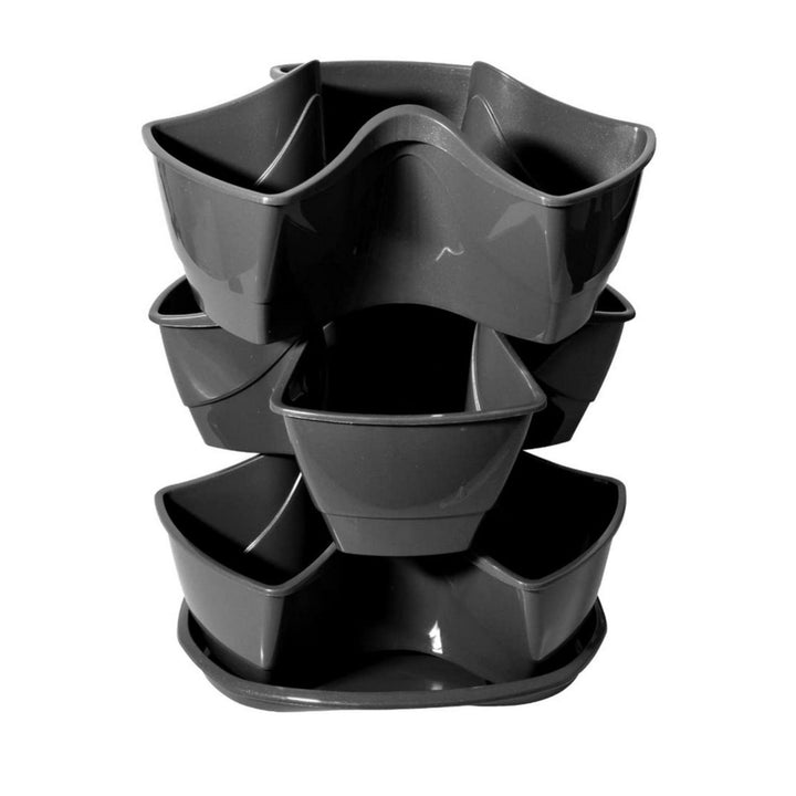 Prosperplast DKN3003-426U Flower Pot Triple Waterfall Herbs 2 Herbal Pots Plant Saucer 9L