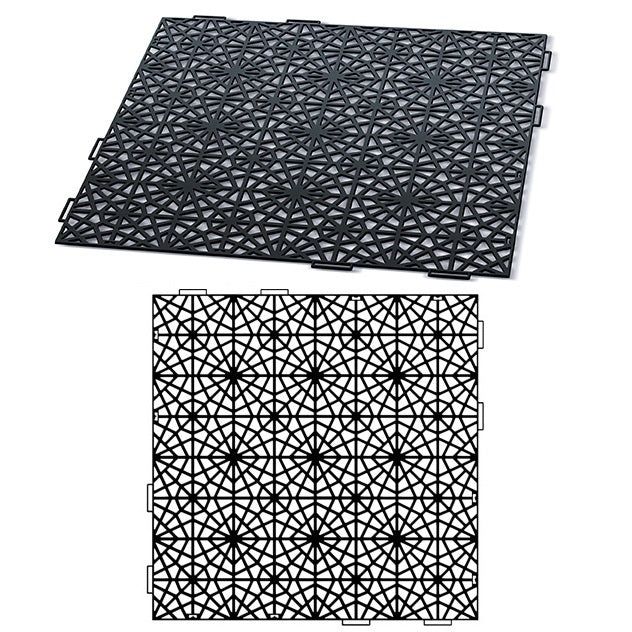 Prosperplast IAK401-S411 Tapis de passage en caoutchouc antidérapant avec grille ajourée en mosaïque Noir