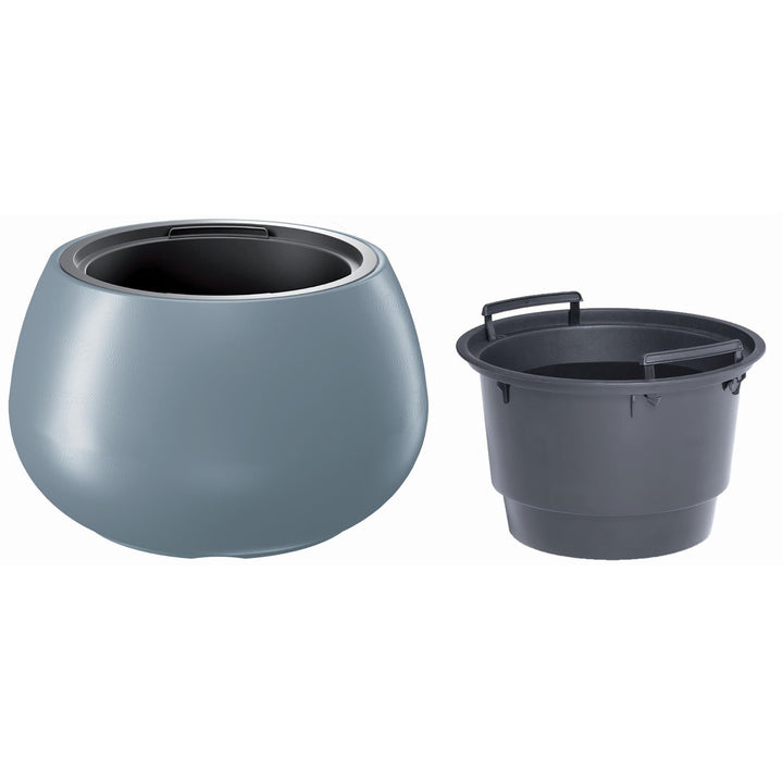 Pot avec insert Prosperplast Heos ovale couleur gris DBHEK400-443U