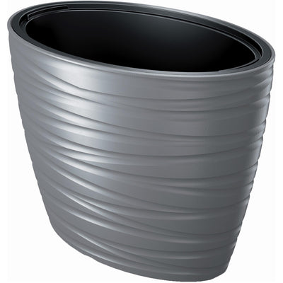 Maze flower pot planter 2in1 incl. Pianta a vaso piatto per uso indoor e outdoor ovale 42,3cm di altezza plastica (grigio)