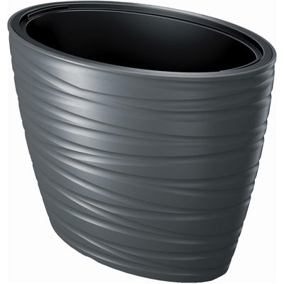 Pot avec insert Prosperplast Maze anthracite ovale DBMZE600-S433