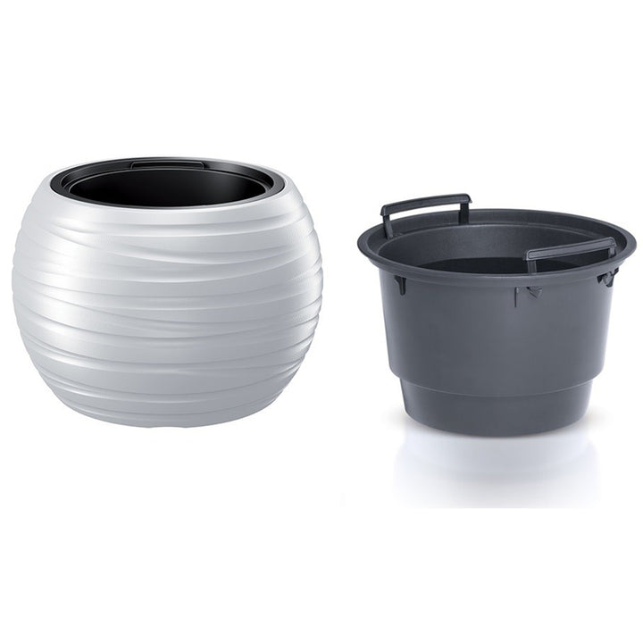 Vaso con inserto Prosperplast Maze ovale bianco DBMZK400-S449