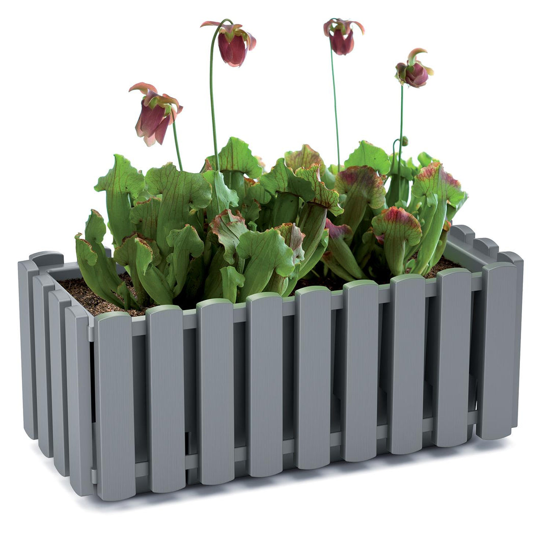 Boardee Fencycase caja de flores caja de balcón maceta de flores diseño rústico para uso en interiores y exteriores 58 cm marrón