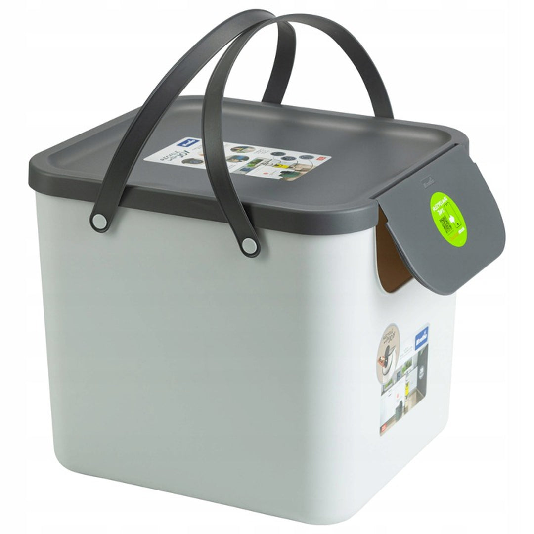 Rotho 1034401023 Sortierabfallbehälter Recycling Eco mit Deckelgriff 40L weiß