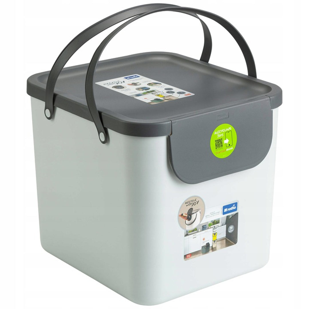 Rotho 1034401023 sorteerafvalbak Recycling Eco met dekselgreep 40L wit