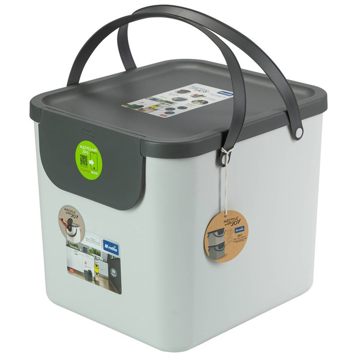 Rotho 1034401023 Sortierabfallbehälter Recycling Eco mit Deckelgriff 40L weiß