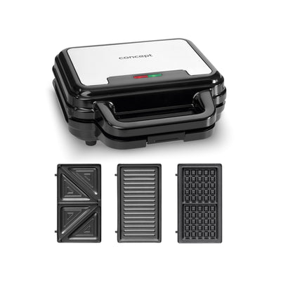 Concetto SV3060 3in1 Sandwich Maker Waffle Maker & Grill 700W Piatti intercambiabili Panini Press antiaderente