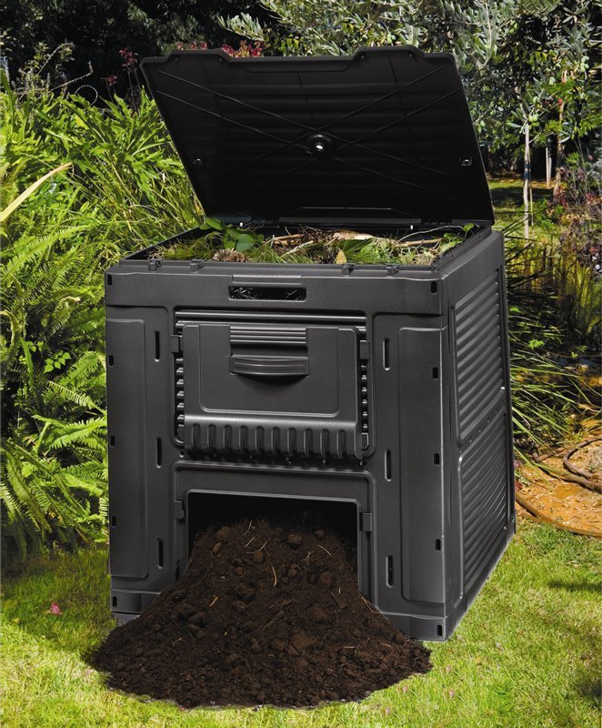 Demeter Composter Keter E-COMPOSTER 470L Composter with Base Compost Bin Eco Black 23141 ...