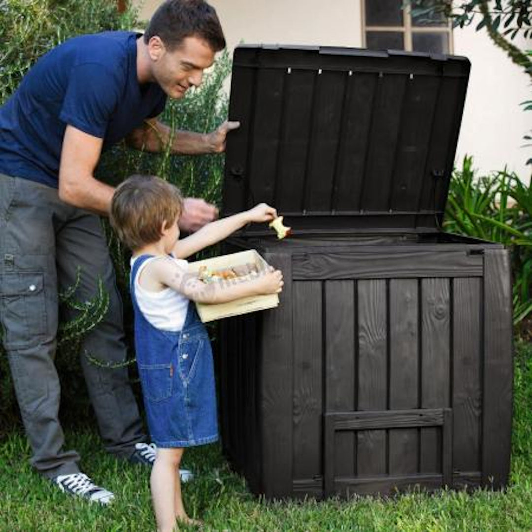 Keter Deco 340L Outdoor Composter Compost Bin con Base Brown Garden 231600