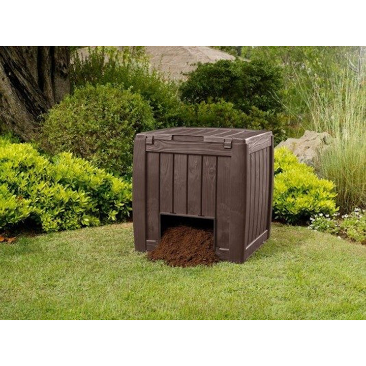 Keter Deco 340L Outdoor Composter Compost Bin with Base Brown Garden 231600