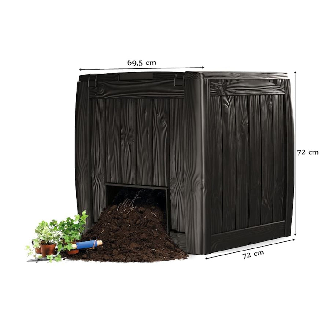 Keter Deco 340L Outdoor Composter Compost Bin with Base Brown Garden 231600