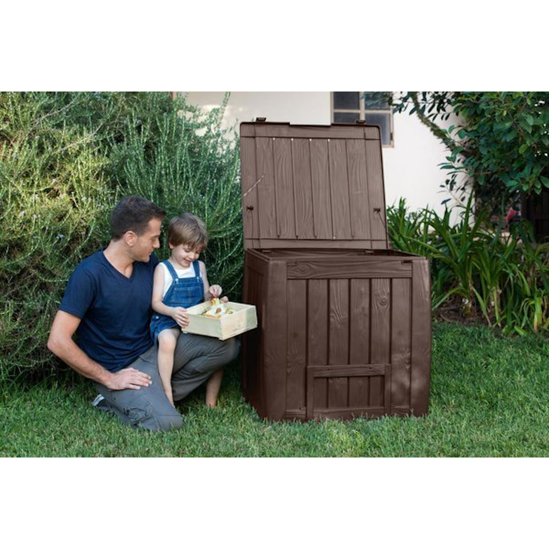 Keter Deco 340L Outdoor Composter Compost Bin con Base Brown Garden 231600