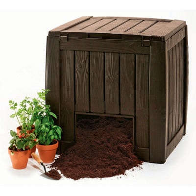 Keter Deco 340L compostbak voor buitencomposter met bodem bruin tuin 231600