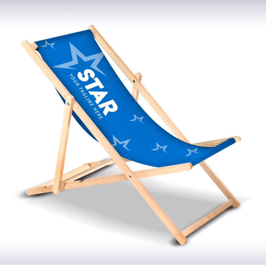 Custom Design Classic Beech Wooden Deckchair GreenBlue GB183 with Your Own Print Graphics Logo, Advertising Deckchair