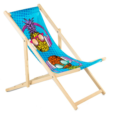 Chaise longue en bois de hêtre classique, Design personnalisé, vert bleu GB183, avec votre propre Logo graphique imprimé, chaise longue publicitaire