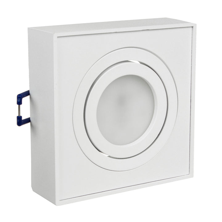 Maclean MCE464 W Plafonnier spot pour sources lumineuses MR16/GU10 blanc 94x94x32 mm carré alu