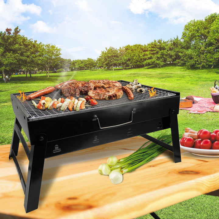 Barbacoa Parrilla Maleta Plegable Portátil Carbón Turístico Jardín Camping