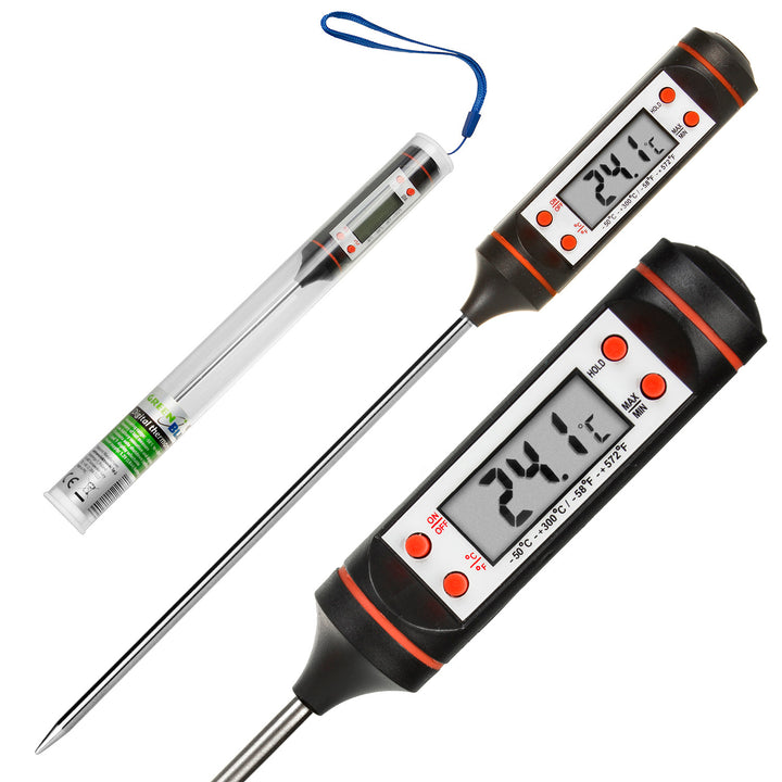 Termómetro / sonda para alimentos, longitud de la sonda 15 cm, rango de temperatura -50 grados C a +300 grados C, precisión 0.1 grados C, GreenBlue GB178