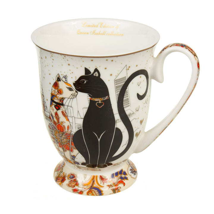 Queen Isabel un juego de 2 tazas de envases decorativos en forma de corazón colección de gatos 2x300ml