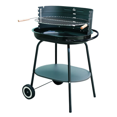 Master Grill&Party MG942 Roues pour barbecue au charbon de bois avec poignée d'étagère pour barbecue de jardin compact en acier chromé