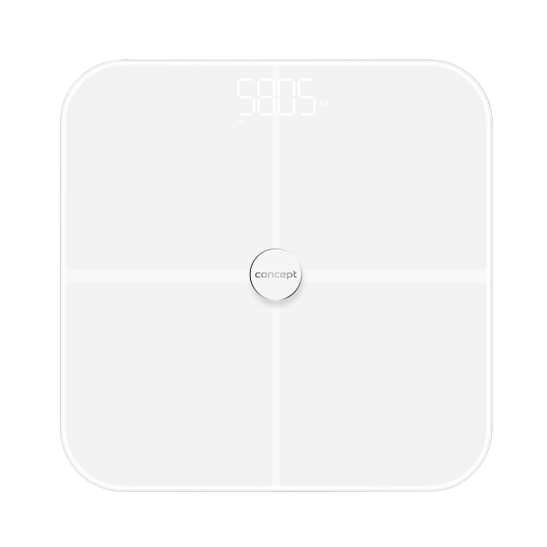 Concept VO4010 Glazen diagnoseweegschaal Personenweegschaal met app Digitale weegschaal Lichaamsanalyse BIA Lichaamsvetweegschaal Spiermassa BMI LED-display Bluetooth Gewicht tot 180 kg (wit)
