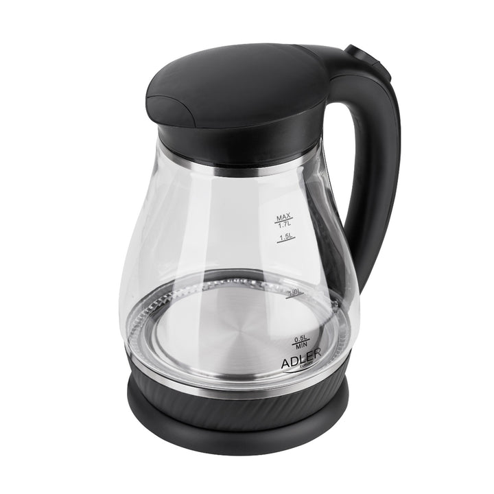 Bouilloire en verre Adler AD 1274 noire capacité 1.7L, puissance 2200W