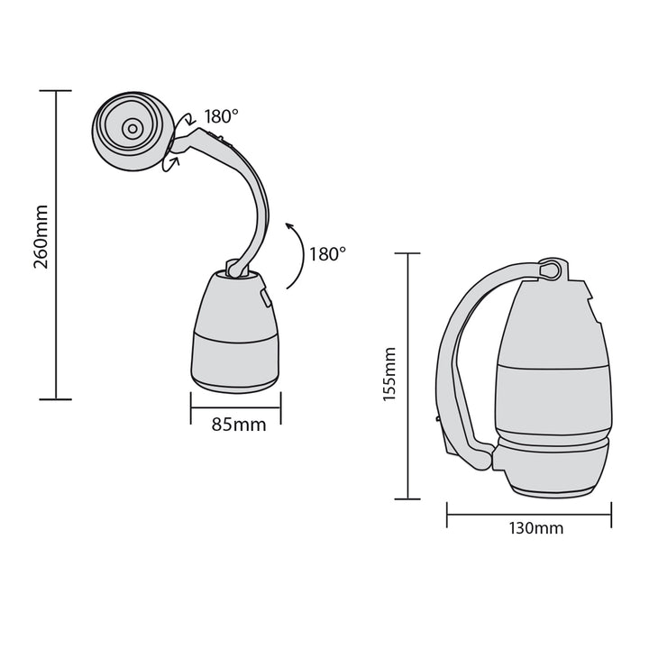 Lámpara LED 3en1, camping, lámpara de escritorio, linterna, 1W, 60-200lm, blanco frío 6000K, fuente de alimentación 3xAA 1.5V, Maclean MCE294