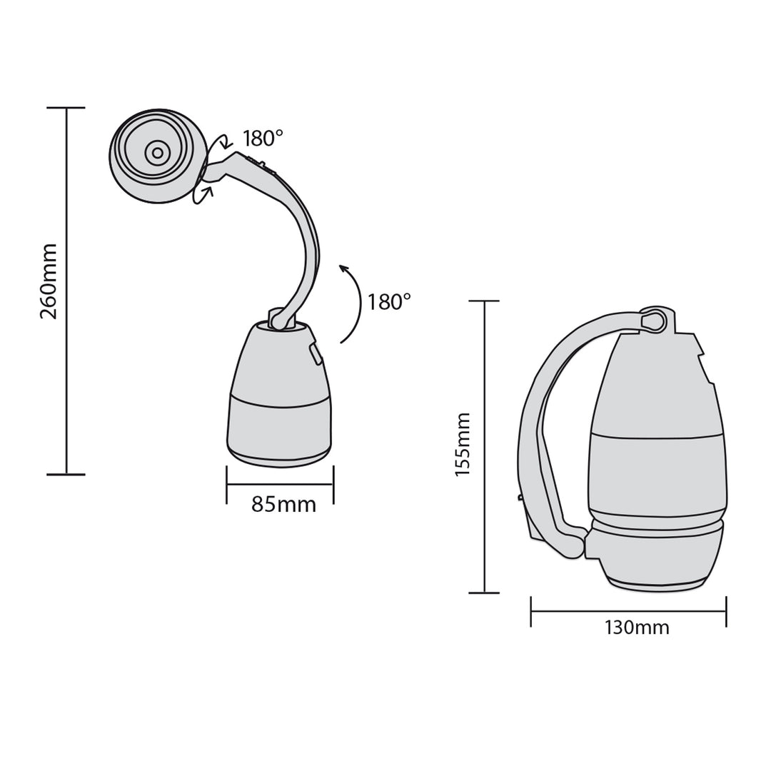 Lámpara LED 3 en 1, camping, lámpara de escritorio, linterna, 1 W, 60-200 lm, blanco frío 6000 K, 18650 1500 mAh, función de banco de energía, batería recargable Maclean MCE298