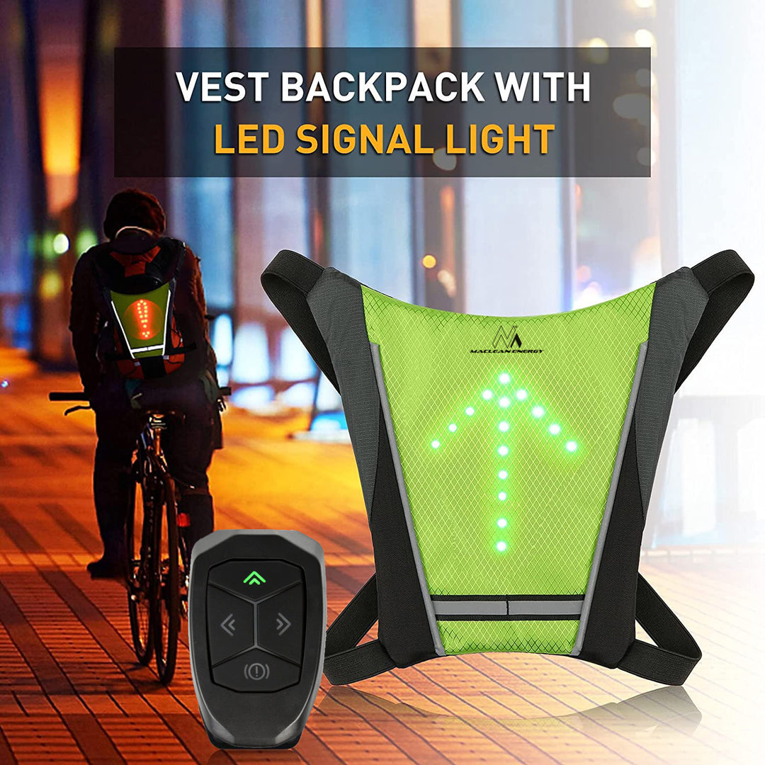 Gilet-Zaino di sicurezza con indicatori LED indicatori di direzione regolabili Telecomando Running Cycling USB Gilet da ciclismo ricaricabile Taglia universale