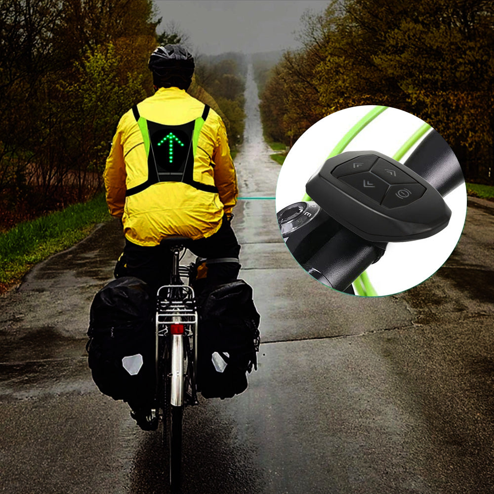 Sicherheitswarnweste mit LED Blinker Rucksack - Einstellbare Richtungsanzeiger Fernbedienung - USB Wiederaufladbar Fahrradweste - Universale Größe