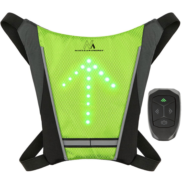 Sicherheitswarnweste mit LED Blinker Rucksack - Einstellbare Richtungsanzeiger Fernbedienung - USB Wiederaufladbar Fahrradweste - Universale Größe