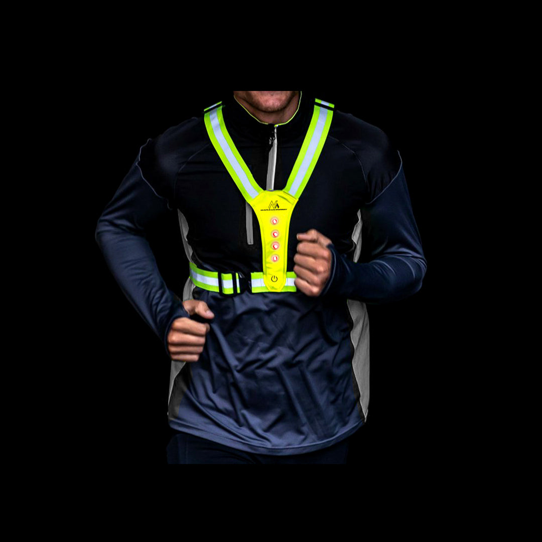 Maclean MCE425 Bretelle riflettenti con illuminazione a LED Gilet di sicurezza a 360 ° con strisce riflettenti 2X 4 LED - sulla parte anteriore e posteriore Gilet di sicurezza per corsa e ciclismo IPX2