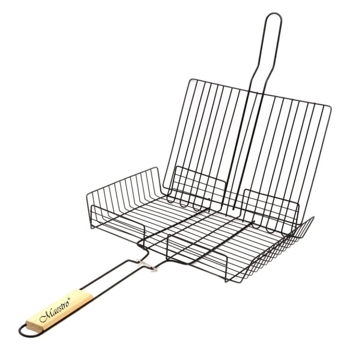 Maestro MR-1002 Graticola per grigliare portatile con doppia griglia per barbecue 25x30 cm